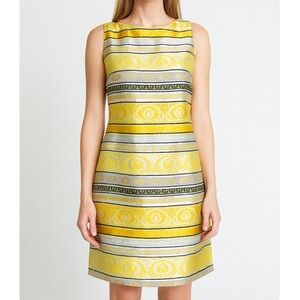 Chetta B Dress Geometric yellow/black sophisticated modest shift sheath SZ 8